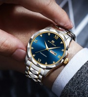 VAVA VOOM Luxury Blue Watch Men top Brand High Quality Stainless Steel Waterproof Luminous Date Week Sports Business Wristwatches